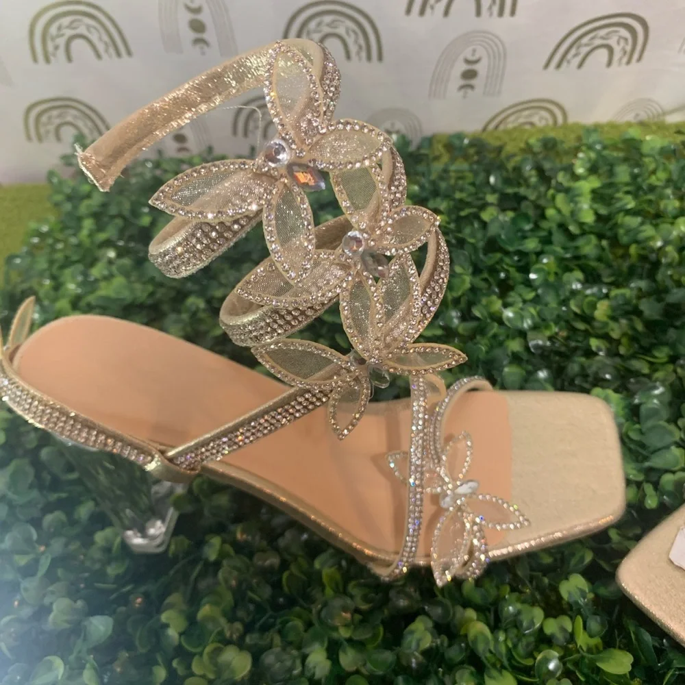 Elegant Gold Strappy Heels